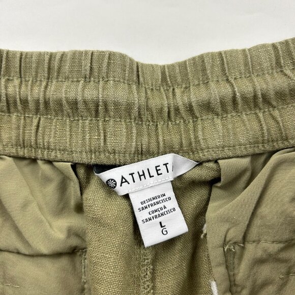 Athleta Olive Linen Retreat High Rise Pull On Ankle Pant L - Picture 4 of 7